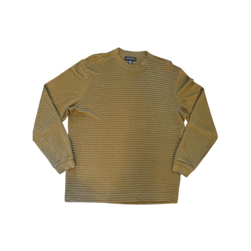 Jhane Barnes Men's L Silk Blend Ribbed Sweater‎ Olive Green Long Sleeve Luxury